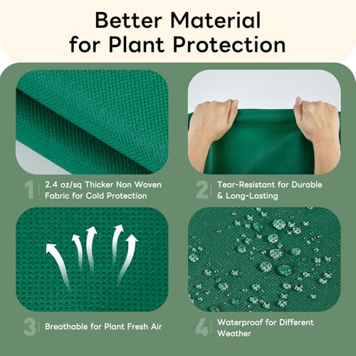 Plant Covers Freeze Protection 23.6" W X 31.5" H Thicker Outdoor Winter Frost Cloths Blankets with Zipper Drawstring, 2 Packs Reusable Garden Tree Cover Bags for Cold Weather Fruit Tree Shrub Potted - size: 23.6" W X 31.5" H