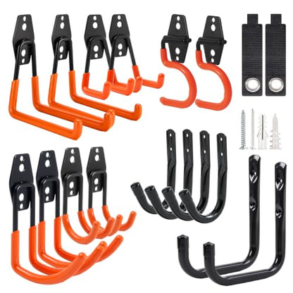 Steel Garage Hooks 18 Pack Storage Heavy Duty, Anti-Slip Wall Hooks for Tools - color: 2026 New Combo-18PC