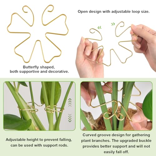 6pcs Plant Stem Support, Iron Monstera Plants Support, Plant Stem Holder - color: Butterfly-6pcs