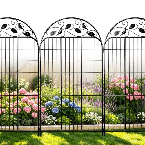 Decorative Garden Fence, 48in H x 27ft L Arched Metal Animal Barrier Fence, Rustproof Dog Fence Outdoor, 12 Panels Sturdy No Dig Garden Border Fence for Flower Beds, Landscaping and Yard - size: 12 Panels-48in(H)x27ft(L)-Dome