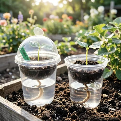 ORIMERC 15 Set Nursery Pots with Humidity Dome, Clear Nursery Pots with Drainage, Self Watering Small Plant Pots, Seedling Pots for Plants, Seed Starter Pots for Planting Vegetables Fruit (Thick)