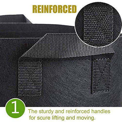 Cavisoo 10-Pack 3 Gallon Plant Grow Bags, Heavy Duty 300G Thickened Non-Woven Aeration Fabric Pots with Reinforced Handles