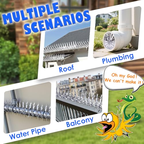 Bird Spikes for Outdoor, 5 FT, Stainless Steel, 5 Pack - size: 5PACK