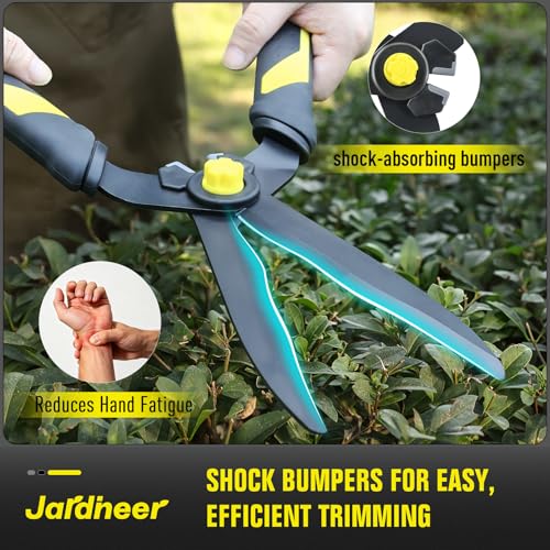 Jardineer 16.5'' Hedge Shears, Lightweight Hedge Clippers Handheld with Shock-Absorbing Bumpers and Sharp Steel Wavy Blade, Landscaping Shears for Trimming Hedges, Shrubs and Shaping Bushes