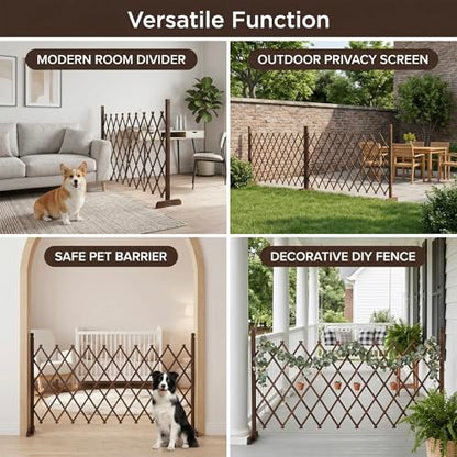 MyGift Expandable Wood Garden Trellis Freestanding Lattice Brown