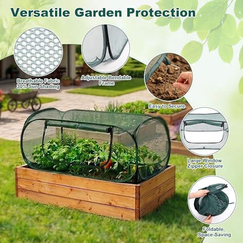 2Pack Pop-Up Mesh Plant Enclosure, Plant Cover for Vegetables Fruits - color: Dark Green