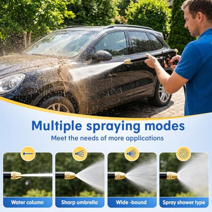 Jet Nozzle Power Washer for Garden Hose, Upgrade Pressure Washer Wand, Adjustable High Pressure Water Nozzle for Car Washing Patio Garden Outdoor Cleaning