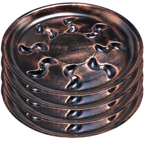 4 Pack 14 inch Metallic Bronze Plastic Plant Saucer - color: Bronze, size: 14 inch