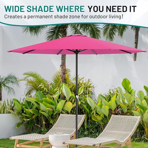 AreShark 12FT Large Outdoor Patio Umbrella, Pool Umbrellas, Rose Pink - color: Rose Pink, size: 12FT