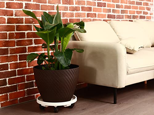 5 Packs Large Plant Caddy with Wheels 13" Rolling Wheeled Plant Stands Heavy-Duty Plastic Flower Pot Roller Base Movers Indoor Outdoor Planter Dolly with Casters Trolley, White - color: White