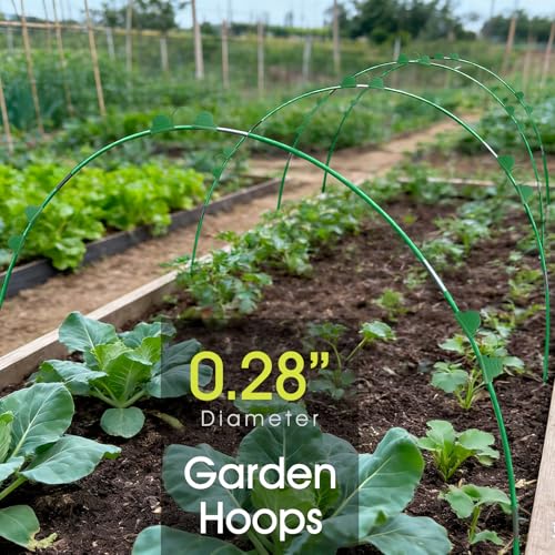 RIFNY Garden Hoops for Raised Beds, Greenhouse Hoops for Row Cover, 30 PCS - style: 30Pcs-Green-0.28" Dia