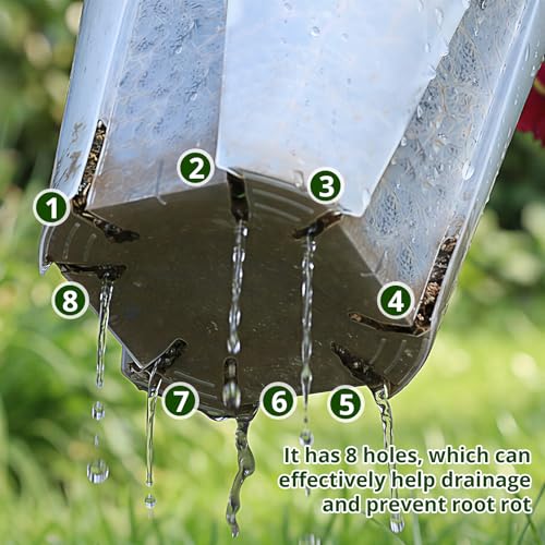 6/8/10/12 Inch Large Clear Nursery Deep Pots with Drainage Hole 12 Pack, Deep Plant Pots with Drainage for Seedling Flower Vegetable, Ideal for Hyacinths, Amaryllis, Reusable Deep Pots