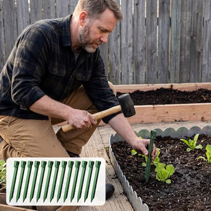 Mudder 50 Pcs Plastic Landscape Stakes Edging Spikes for Garden,Green - color: Green