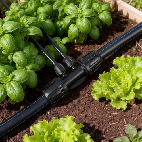 12 Pcs 1/2 Inch To 1/4 Inch Irrigation Tubing Fittings, 1/2"(1/2" ID x 0.65" OD) To 1/4" Drip Barbed Tee Adapter 16mm Anti-Drop Locked Nut T Reducer To 1/4" Distribution Line Connector - size: 1/2" To 1/4" Tee-4Way