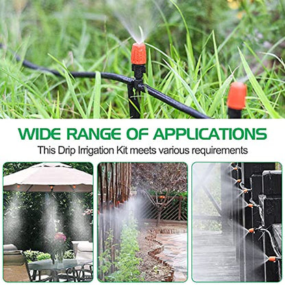 MIXC 50FT Drip Irrigation System, Misting System with 20 Adjustable Nozzles - size: 50FT