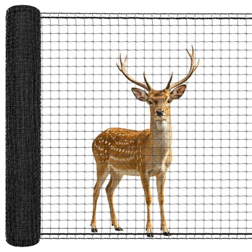 Deer Fence Netting, 5x100 Ft Plastic Mesh Fence Roll, Temporary Fence Black - color: Black, size: 5X100FT