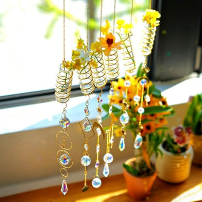 3pcs Crystal Suncatchers with Plant Propagation Tubes for Window Wall - color: Golden-3pcs