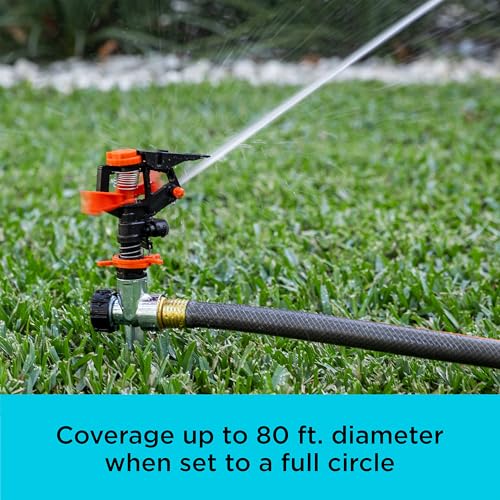 Black + Decker® Impulse Sprinkler – Up to 5,027 Sq. Ft. Coverage, Adjustable Spray, Secure Spike Base BXWNBB57395