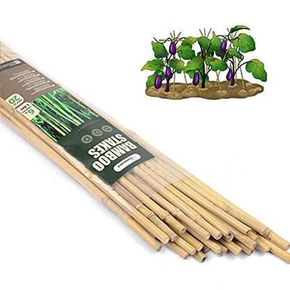 Cambaverd Bamboo Stakes 6 Feet, Tall Garden Stakes, 20 Pack Bamboo Poles - size: 6 FT-20 PACK