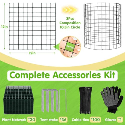 10 Pack Round Plant Protector from Animals – 30pcs 12" × 12" Metal Wire Mesh Garden Plant Cages Wire Plant Covers Pre-Bent Metal Mesh for Seedling Raised Bed Garden Protection for Vegetables Flower