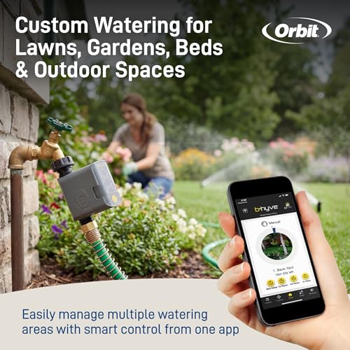 Orbit B-hyve Gen 2 Smart Hose Watering Timer with Wi-Fi Hub - Smart Hose Watering Timer - Wi-Fi System - App Controlled - Weatherproof AA Battery Powered - 90204