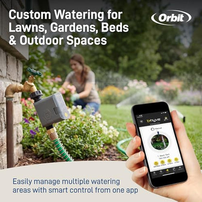 Orbit B-hyve Gen 2 Smart Hose Watering Timer with Wi-Fi Hub - Smart Hose Watering Timer - Wi-Fi System - App Controlled - Weatherproof AA Battery Powered - 90204