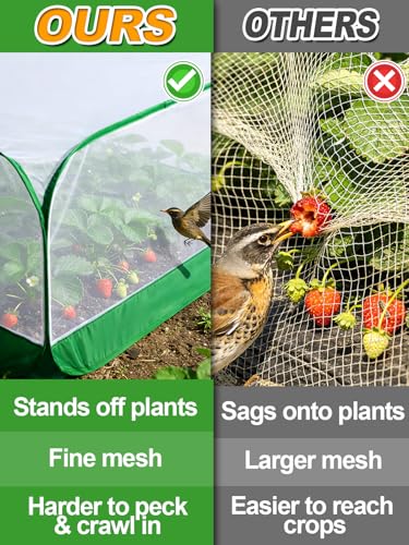 Pop Up Garden Netting for Square Raised Beds, 3.3'L x 3.3'W x 1.65'H