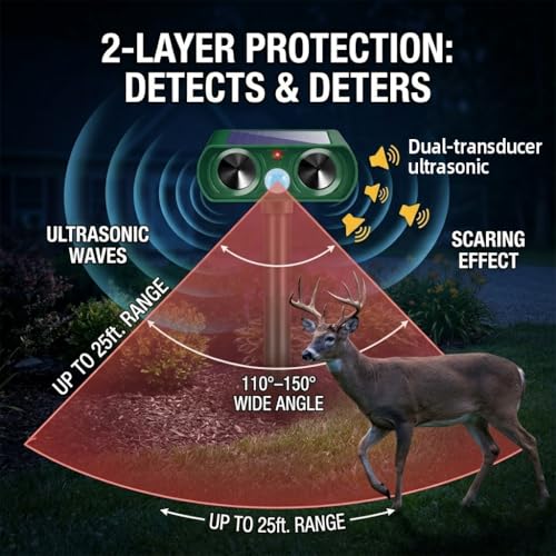 2026 Sonic Fortress Pro Deer Repellent Devices for Plants,4 Pack