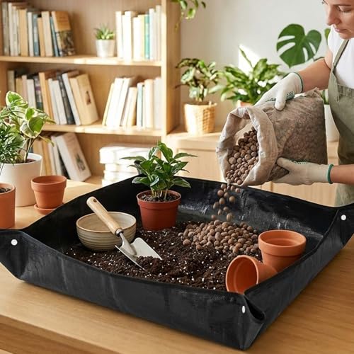Extra Large Plant Repotting Mat for Indoor Plants, 39.5x39.5 Inch Thickened Waterproof Plant Repotting Mat Portable and Foldable Gardening Mat for Garden Outdoor