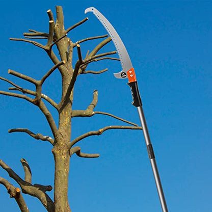 14FT Pole Saw for Tree Trimming 2-in-1 Hand Saw Steel Blade Extension Pole - size: 14 FT