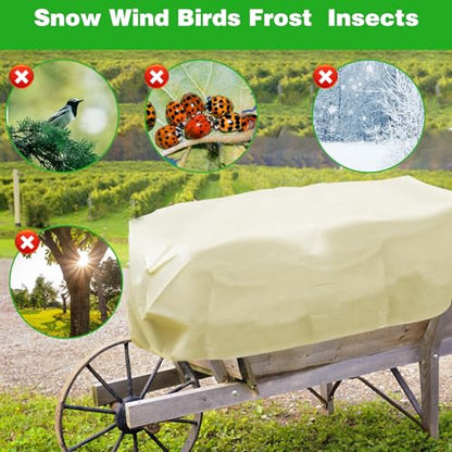 2Pcs Winter Plant Covers Freeze Protection, Rectangular Planter Box Plant Covers for Winter, Frost Blankets for Outdoor Plants with Drawstring, Garden Plant Frost Protection Covers (39×16×18 Inch)
