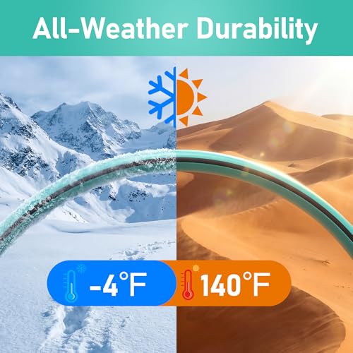Heavy Duty Garden Hose 100 ft x 5/8", Water Hose with 10-Pattern Nozzle - size: Blue100FT