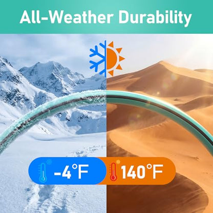 Heavy Duty Garden Hose 100 ft x 5/8", Water Hose with 10-Pattern Nozzle - size: Blue100FT