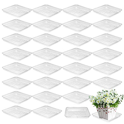 30 Pack Plant Saucers for Indoors 10 Inches Plant Trays for Pots Plastic Trays for Plants Square Plant Drip Trays for Potted Plants Flower Pot Saucers Clear Plant Plates to Catch Water, Bulk - size: 10 Inches