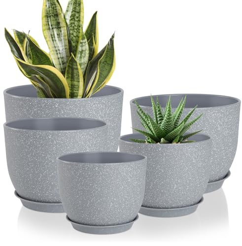 YNNICO Plant Pots 10/9/8/7.5/7 inch with Multi Mesh Drainage Holes - color: Gray, size: 10/9/8/7.5/7 inch
