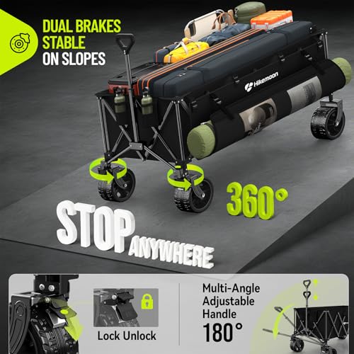 Hikemoon 400L Ultra Large Collapsible Wagon with Big Wheels - Black - color: Black-a