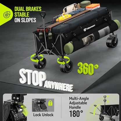 Hikemoon 400L Ultra Large Collapsible Wagon with Big Wheels - Black - color: Black-a