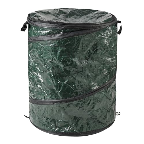 Collapsible Trash Can - Pop Up 44-Gallon Outdoor Portable Garbage Bag Holder with Zippered Lid - Recycle Bin for Camping or Parties by Wakeman (Green) - color: Green, size: 44-Gallon