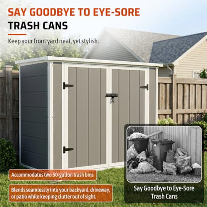 Outdoor Storage Shed Deck Box with Ramp and Lockable Lid - color: Gray - 56.10 X 28.90 X 43.90 Inch