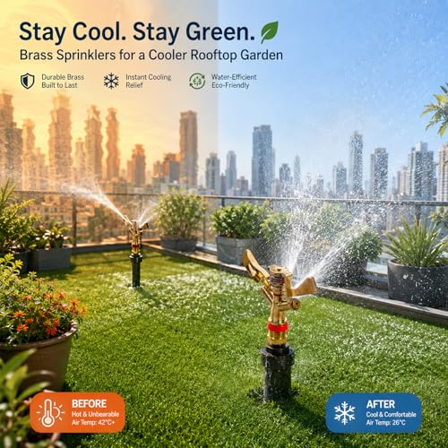 Brass Impact Sprinkler 1/2 Inch 360 Degree Rotating Garden Lawn Irrigation