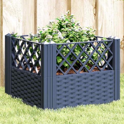 Garden Planter with Pegs Blue Gray 17.1x17.1x17.1 Inch PP - color: Blue Grey