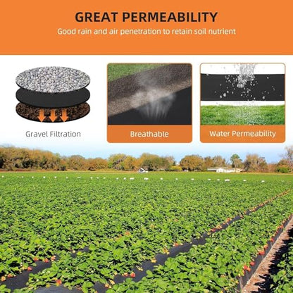Towallmark 6 oz Heavy Duty Non-Woven Geotextile Fabric 4 ft x 50 ft, 350N Tensile Strength Landscape Fabric for Driveway Stabilization, French Drain, Erosion Control & Road Base - size: 4FTx50FT-6.0OZ