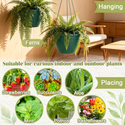 Roshtia 24 Pcs 6.3 Inch Plastic Hanging Pots for Plants Bulk with Hooks - color: Green, size: 6.3 Inch