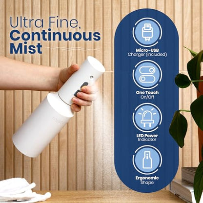 The Watering Vine Automatic Electric Spray Bottle Mister - Continuous Rechargeable Battery Sprayer for Misting Plants, Household Cleaning, Hairstyling (25 oz)