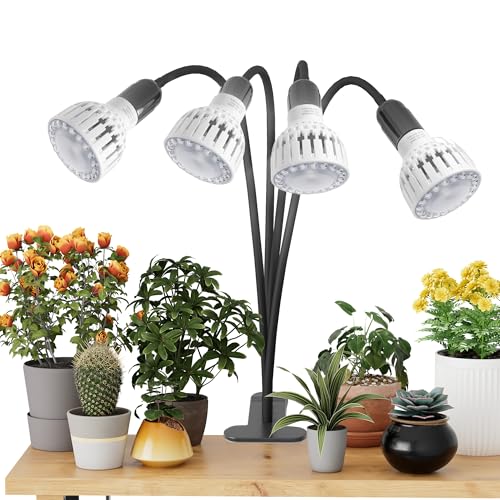 GooingTop Grow Light,24W (160Watts Equiv) 5000K White Full Spectrum LED Growing Lamp Clip on Desk for Indoor Plants,Bulbs Replaceable & Non-dimmable (Black, 320W) - size: 320W