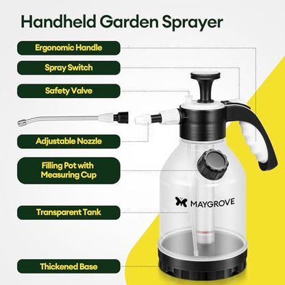 MAYGROVE 50oz Pump Sprayer, Hand Water Spray Bottle