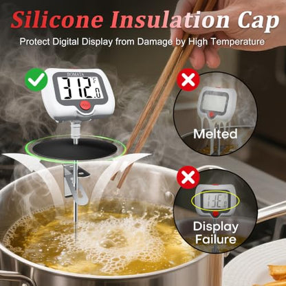 BOMATA Digital Candy Thermometer with Pot Clip, Deep Fry Oil Thermometer - color: White