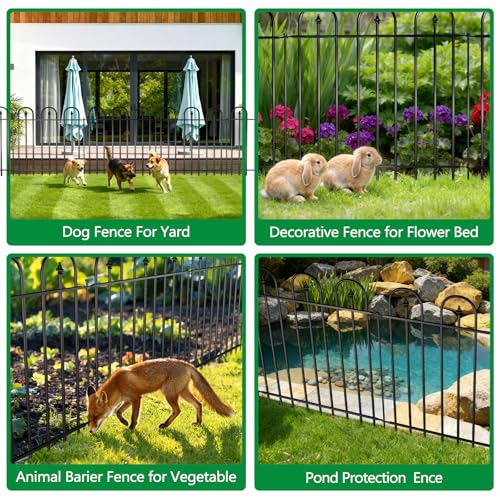 Garden Fence Animal Barrier - 10 Panels, 32 in(H) x 24 ft(L) No Dig Garden Fence, Arched Decorative Garden Fence Border with Ground Stakes, Rustproof Metal Fencing for Yard Patio Dog Rabbit - size: 10 Panels-24 ft(L) X 32 in(H)