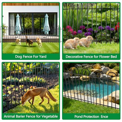 Garden Fence Animal Barrier - 10 Panels, 32 in(H) x 24 ft(L) No Dig Garden Fence, Arched Decorative Garden Fence Border with Ground Stakes, Rustproof Metal Fencing for Yard Patio Dog Rabbit - size: 10 Panels-24 ft(L) X 32 in(H)