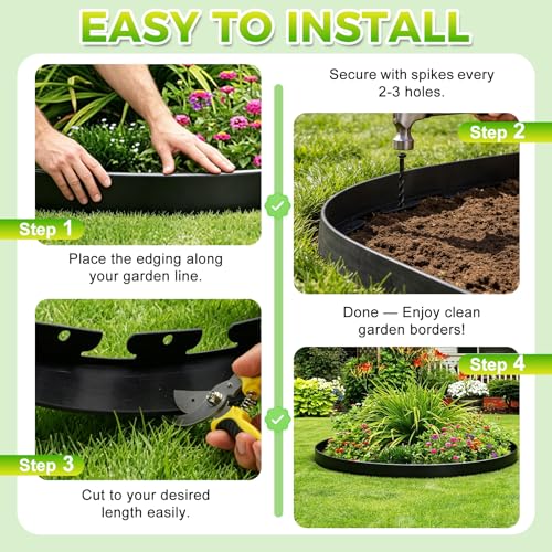 Landscape Edging, 4IN x 33FT Plastic Garden Edging Borders - size: 4IN x 33FT